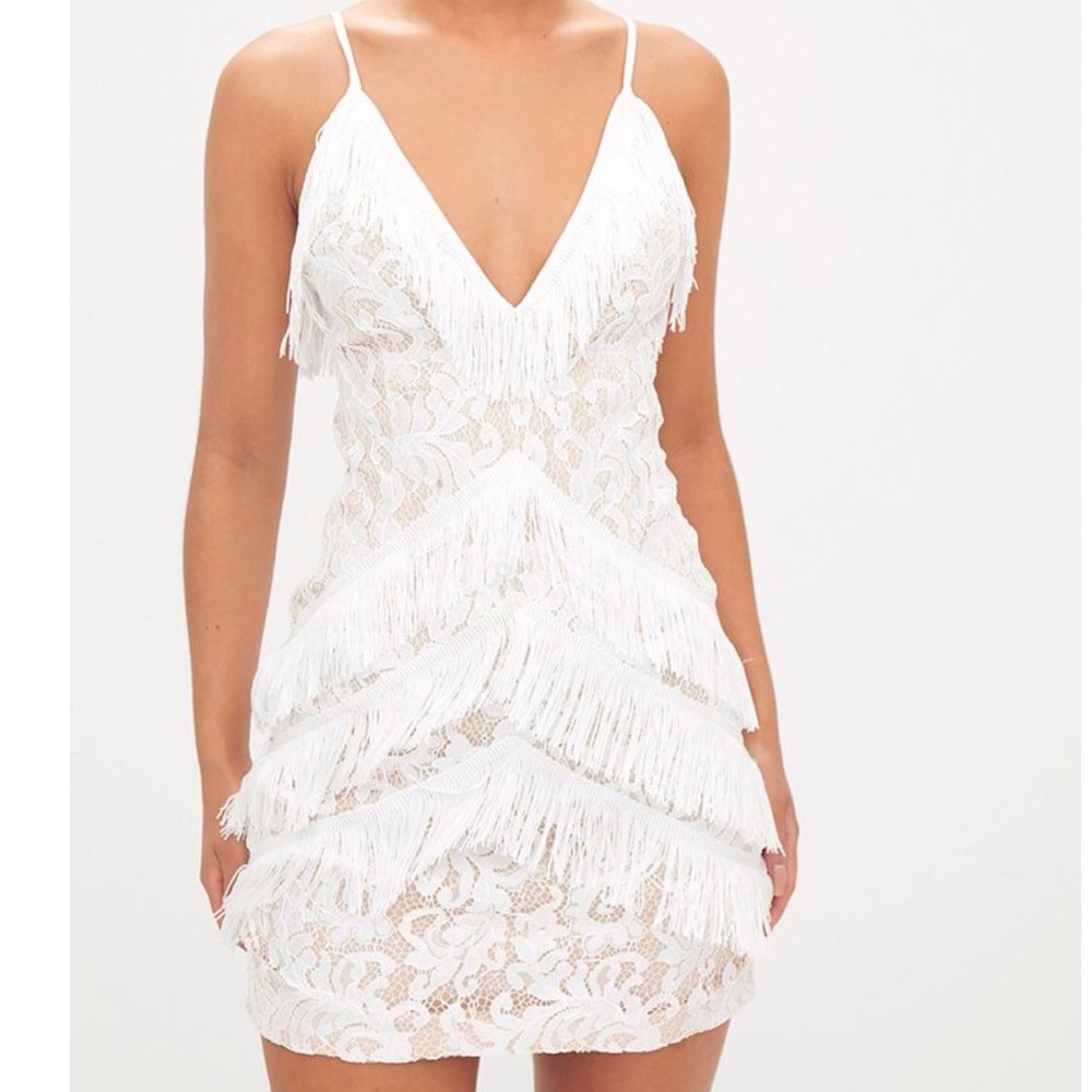 White Strappy lace bodycon dress